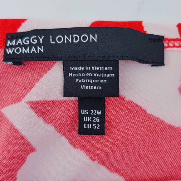 Maggy London Printed Surplice Neck Wrap Dress 22W - Picture 7 of 9